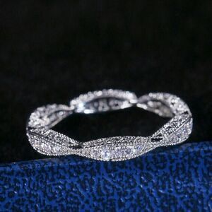 Round Cut Lab Diamond Women's Eternity Ring 14K White Gold Finish
